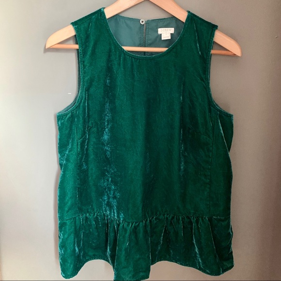 J. Crew sleeveless velvet peplum top in green - Picture 1 of 3